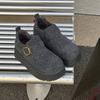 Winter New Casual Thick-soled Plush Shoes Women's One-pedal Metal Buckle Muffin Bottom Versatile Cotton Shoes