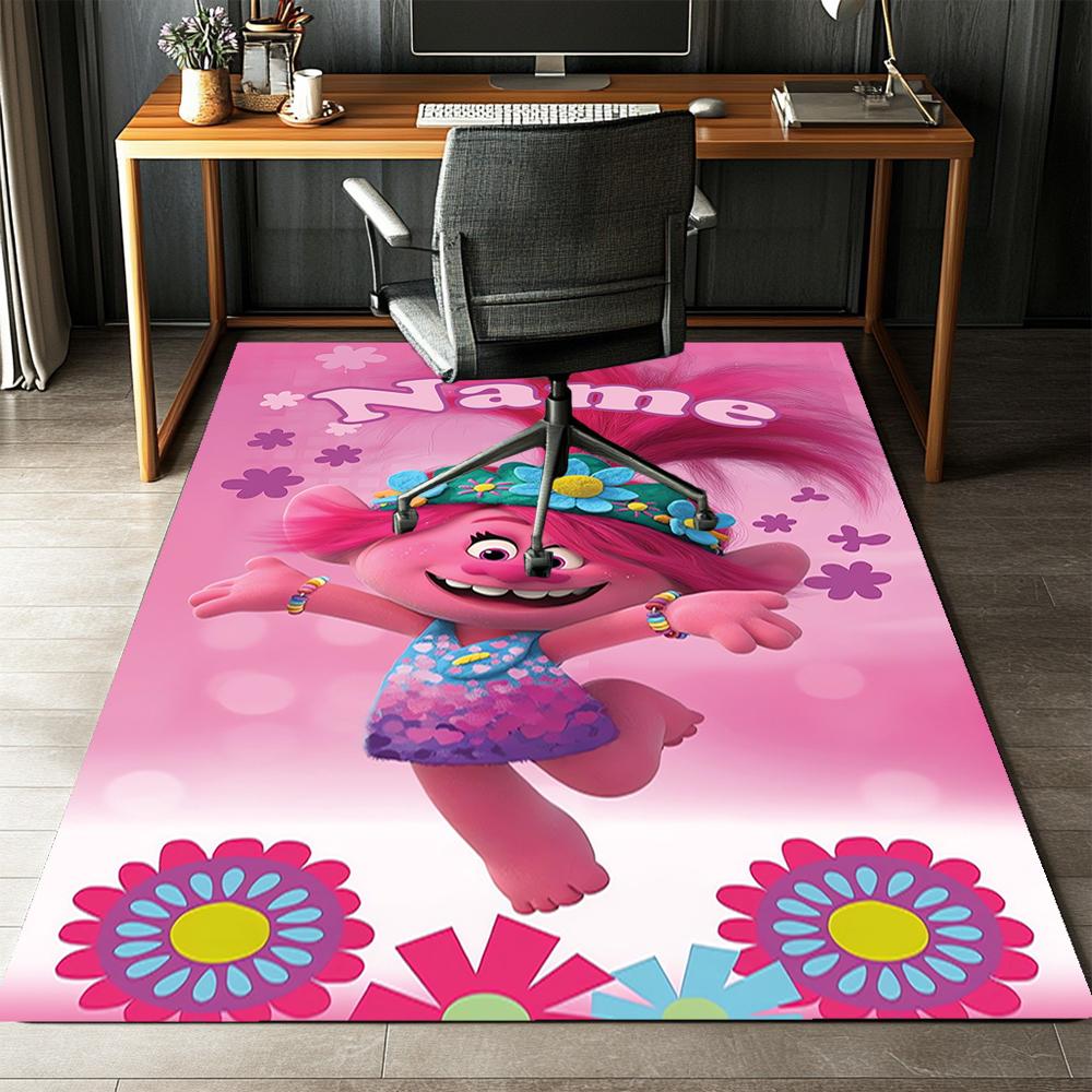 Custom Name Trolls Printed Carpet,Rug for Office Chair Living Room Bedroom Kitchen Room Decor Gifts.