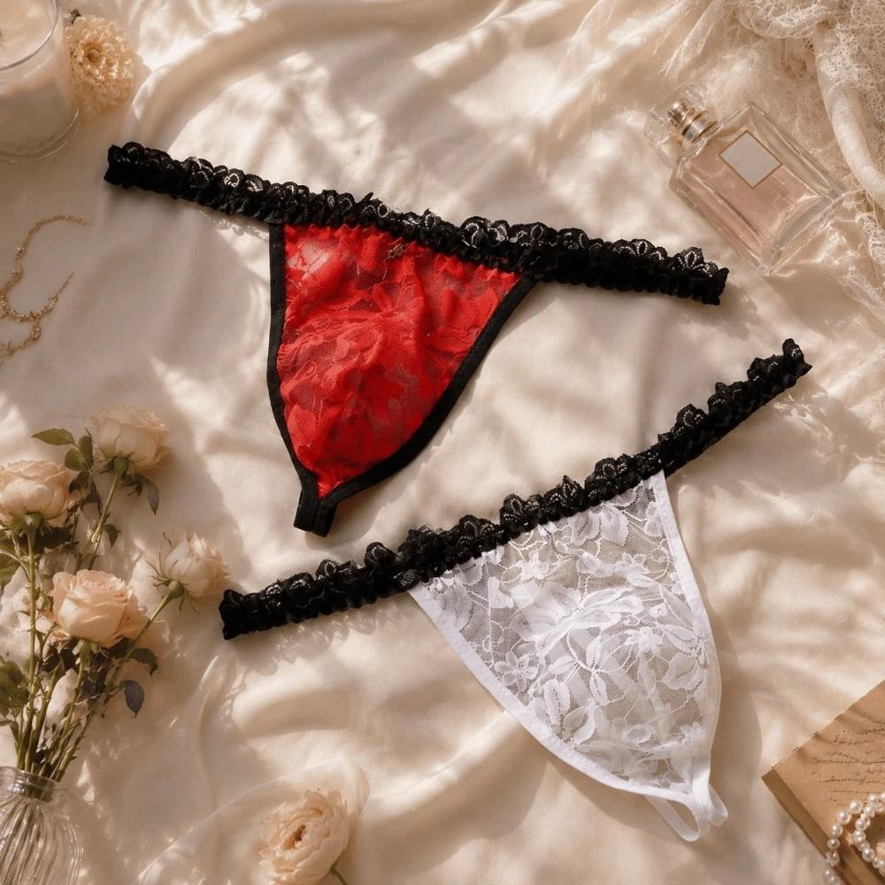 Hollow Out Men Underwear Transparent Triangle Panties Simple Men's Thong Exotic