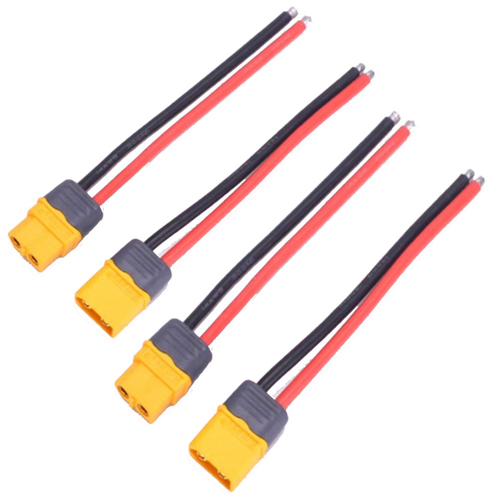 Yiqigou 2 Coppie Connettori XT60H Maschio e Femmina con Filo 150mm 12AWG con Filo in Silicone e Guscio per Lipo RC