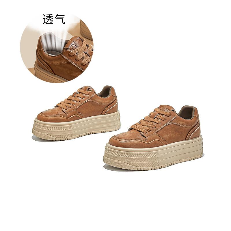 Leather Little White Shoes Women's 2025 Autumn New Women's Platform Heightening Board Shoes Versatile Casual Single Shoes Sports Women's Shoes