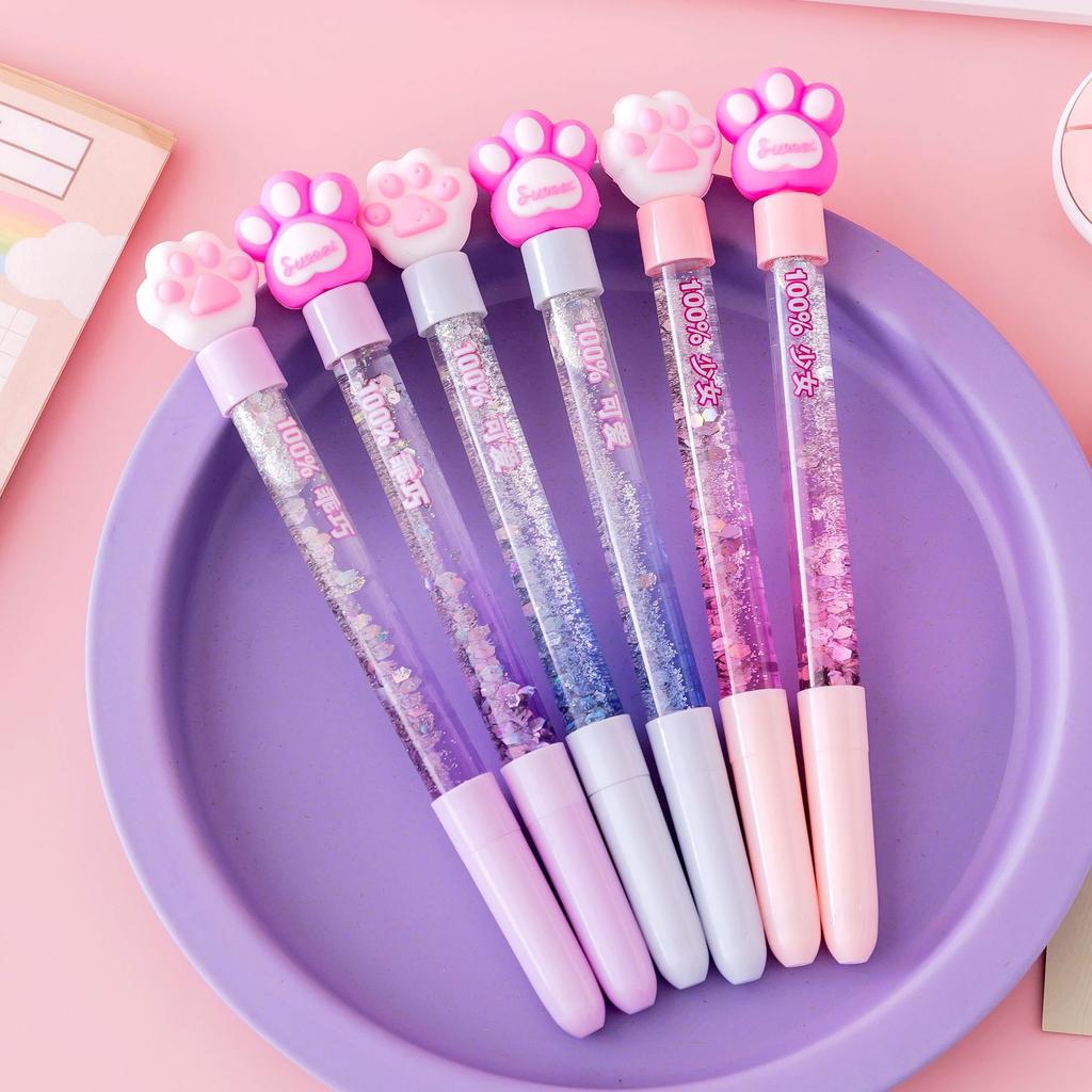 6Pcs Little Fresh Fairy Neutral Pen; Liquid Colorful Quicksand Pen; Black Water-based Pen Student Supplies