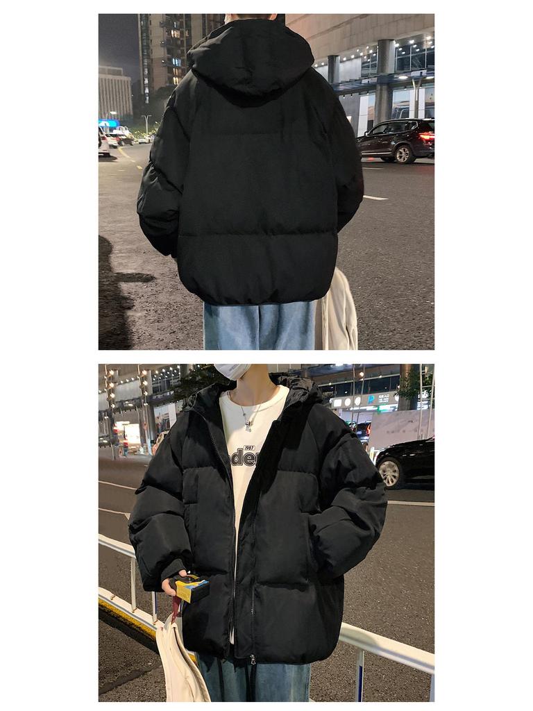 Men's Winter Casual Puffer Jacket - Windproof, Thick, Trendy Cotton Outerwear for Teens
