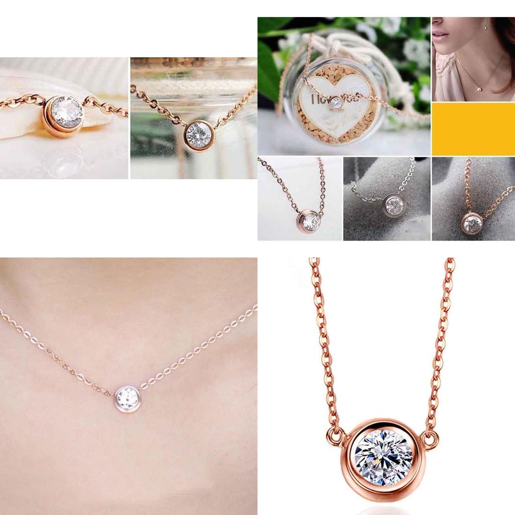 Exquisite Rose Gold Plated Rhinestone Clavicle Chain Pendant For Women