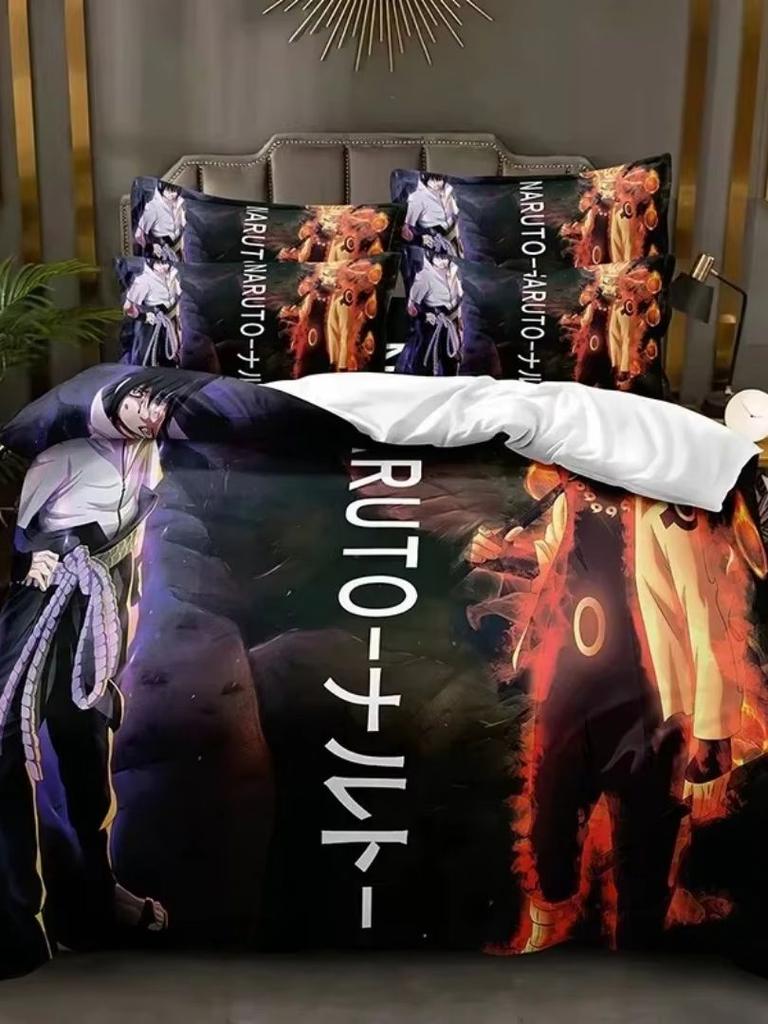 Hot Sale Anime Uchiha Naruto Uzumaki Red Cloud Bedding Sets Household Quilt Duvet Cover Itachi Home Textile Bed Suit Kids Gift
