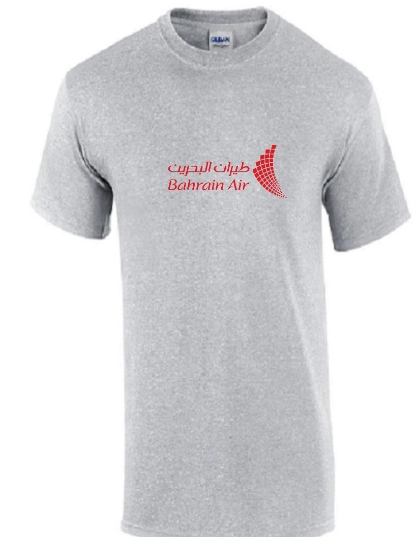 Bahrain Air Red Logo Aviation Airline Sport Gray Cotton T-Shirt L