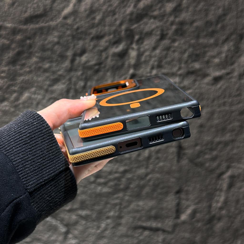 Luxury Clear Magnetic Shockproof Phone Case For Samsung Galaxy S25 Ultra S24 Plus S23 FE S22 Stand Color Protection Back Cover