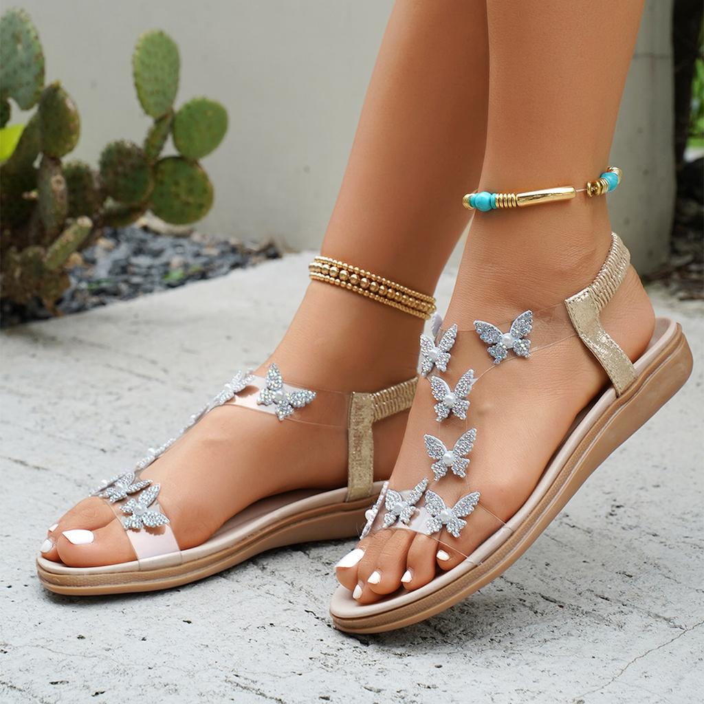 Fashion Women Flat Sandals Summer Fashion Elegant Women's Shoes Women's Butterfly Sandals Beach Sandalias Mujer Footwear