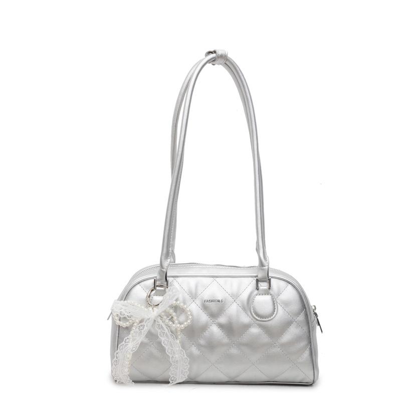 

Summer new diamond tote bag women s fashion versatile hand bag commuting shoulder armpit tote bag Without pendant серебряный