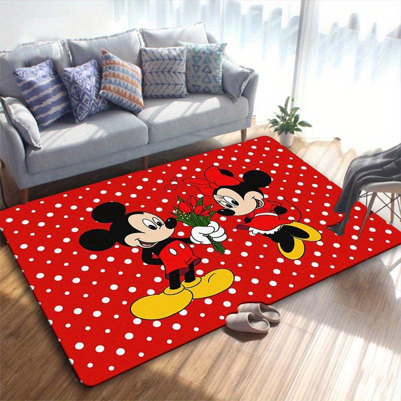 1ks Koberec s motivem Disney Mickey Mouse a Minnie, Kusový koberec, Protiskluzový koberec, Ručně pratelná podložka, Vhodný do obývacího pokoje, ložnice, Domácí dekorace