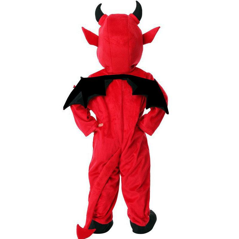Halloween Children's Costume Night Fork Hooded Red Demon Vampire Performance Costume Cute Little Demon Bat Performance Costume