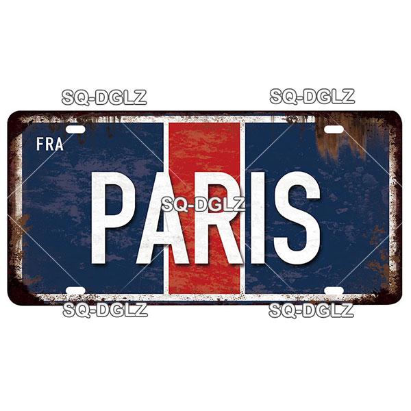 [SQ-DGLZ] Vintage France City Metal Sign Tin Sign Licenses Plate Decor Plaque Metal Vintage Bar Pub Club Home Wall Decoration