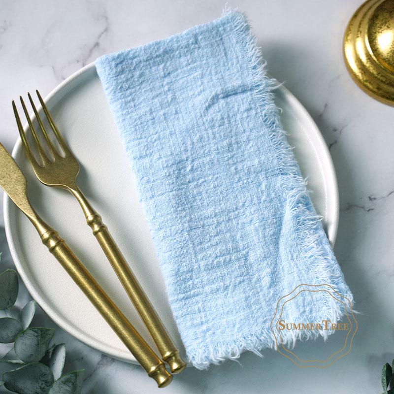 20PCS Napkins 41x41CM Cotton Cloth Gauze Retro Burr Rustic Kitchen Tea Towel Wedding Party Dinner Christmas Napkin Table Decor