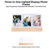 Clear Acrylic LED Light Photo Frame Wooden Base Tabletop Photo Display Rack Photo Holder  Table Top