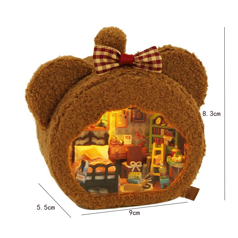 Mini Dollhouse Miniatures DIY Doll House with Furniture Lights Cute Plush Toys Children Birthday Christmas Gifts