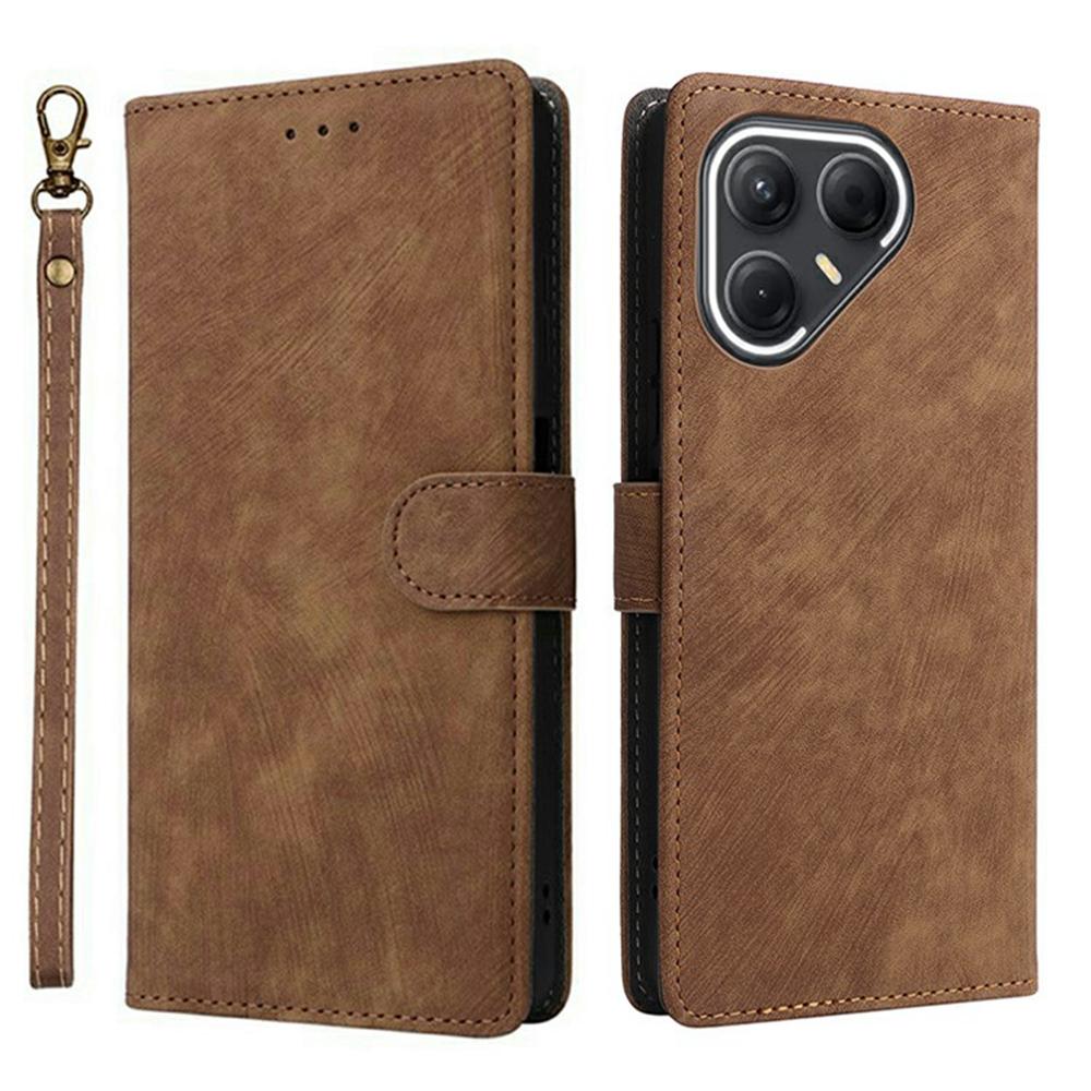 

Для TECNO Pova 7 5G LJ7 Чехол Кошелек с RFID-блокировкой Кожаный чехол-подставка для телефона с ремешком Brown