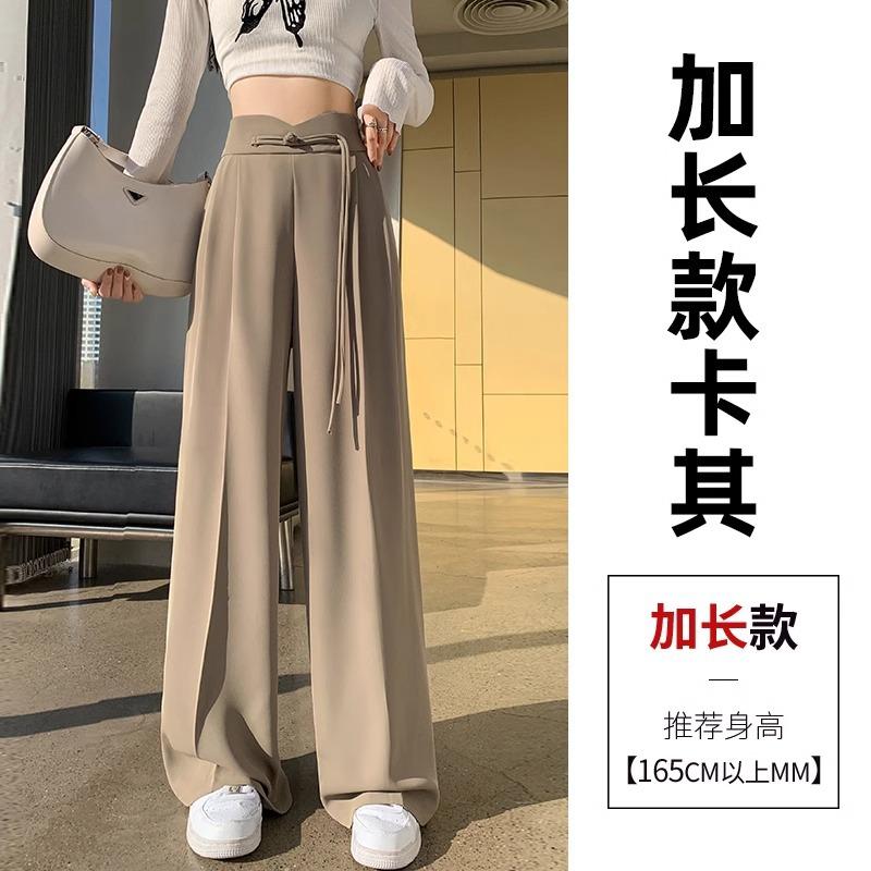 

Брюки костюмные женские с подвеской, ощущение маленького человека, защита от солнца, высокая посадка, ретро-пряжка, прямые брюки с широкими штанинами для работы 2XL recommended 65kg-72.5kg