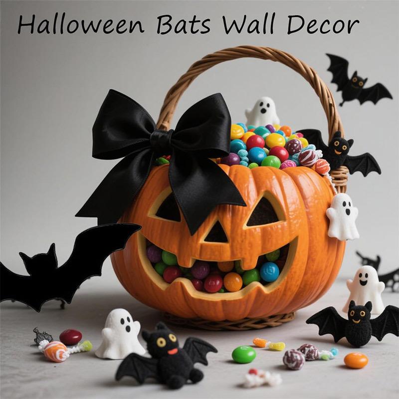 3D Halloween Bat Luminous Stickers Halloween Festival Party Bat Wing Decorations Glow Flash Wall Stickers Home Car Decorations