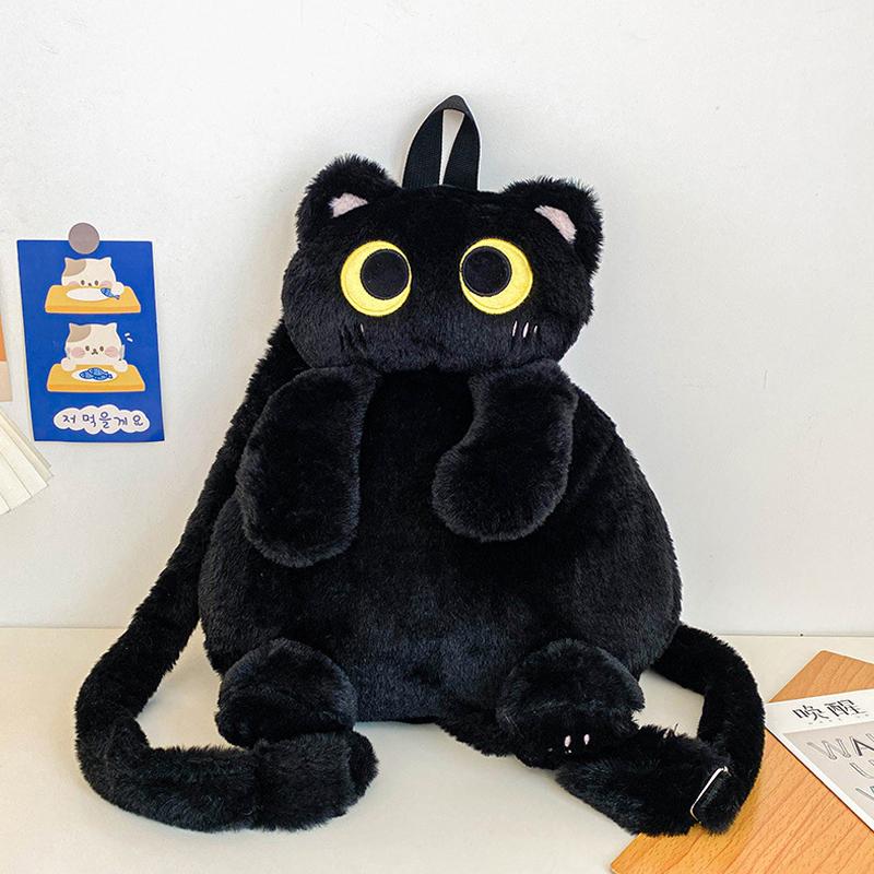 Kawaii Katt Plysjleke Ryggsekk Søt Stor Kapasitet Kosedyr Vesker Tegneserie Plysj Katt Ryggsekk Barn Bursdagsgaver