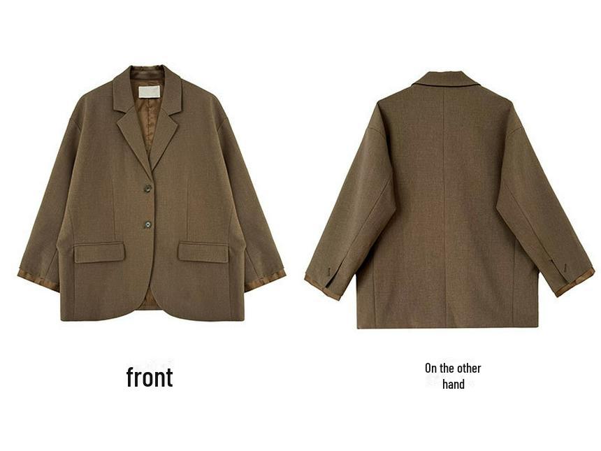 Luxi Women's High-End Korean Casual Suit: Cuff-Stitched Blazer + Pleated Skirt Set 8719