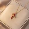 Stainless Steel Chain Copper Cross Pendant Necklace for Women Luxury Zircon Cross Rotatable Crown Necklace Jewelry Drop Shipping