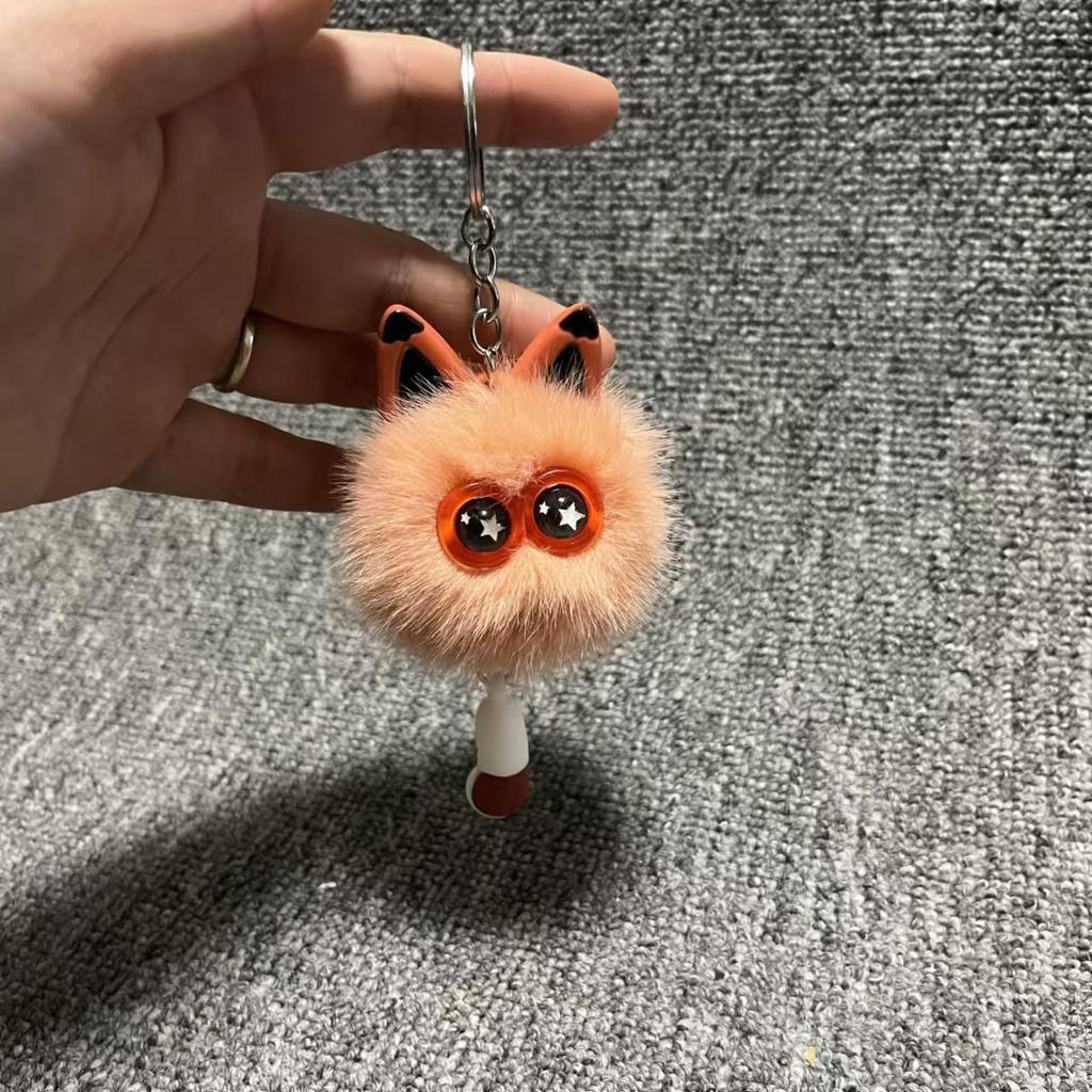 Cartoon Hairball Cat Pendant Decorative Cute Elf Small Briquettes Keychain Kawaii Plush Cat Plush Ball Key Chain Women Men