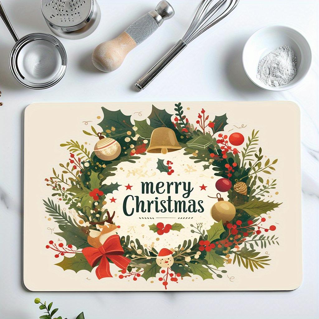 Kitchen Drainage Mat 2D Flat Blueberry Fruit Pattern Pad Super Absorbent Tableware Drying Board Cushion Countertop Rug