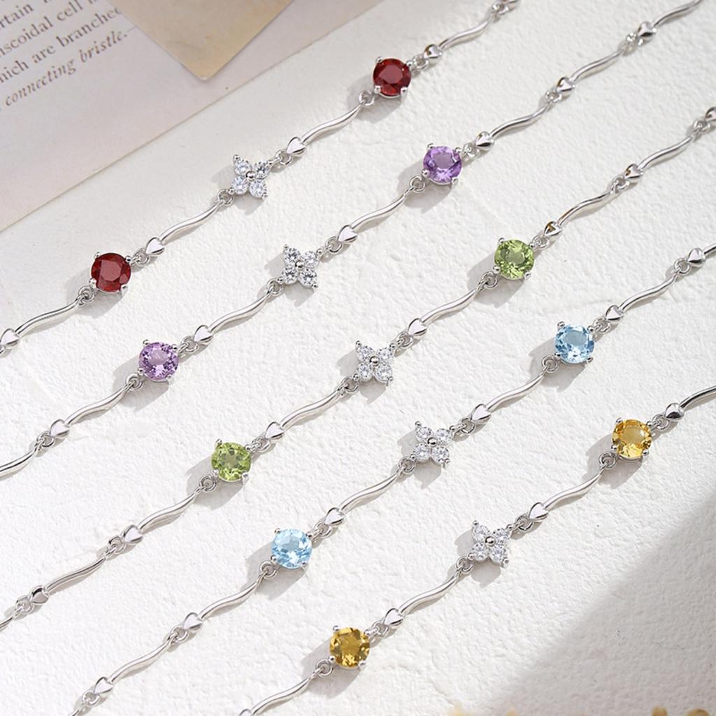 S925 sterling silver bracelet women's natural crystal stone hand jewelry Valentine's Day gift for girlfriend