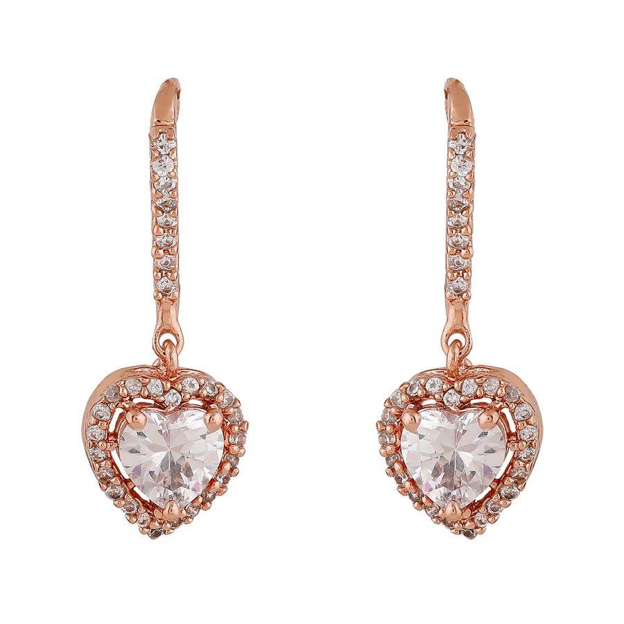 Женские серьги-капли Estele с покрытием из розового золота и CZ в форме сердца