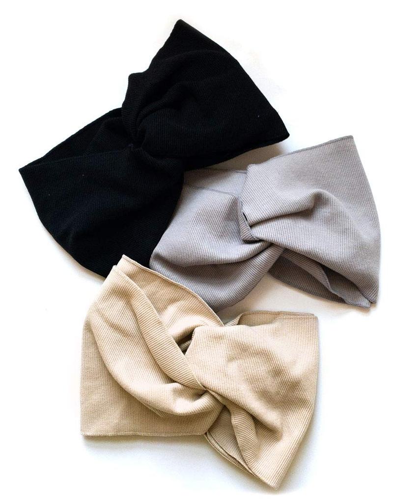 VINGTAINE Simple Wide Cross Solid Wide Turban Hair Hairband, Color, Hairband, Accessory, HB-111-GY