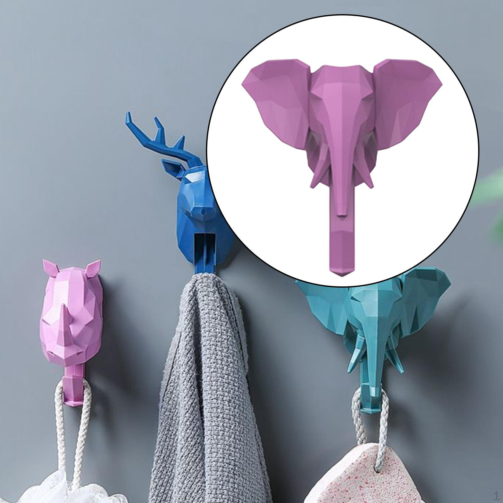 

Key Chain Hanger Decorative Clothes Towel Hook for Hats Purse Closet Jackets Bathroom Pink Elephant