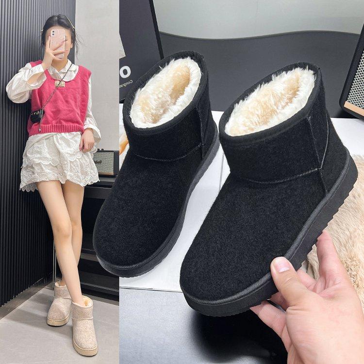 Flat Sole Thickened Fleece Warm Shoes Plus Size Women's Snow Boots