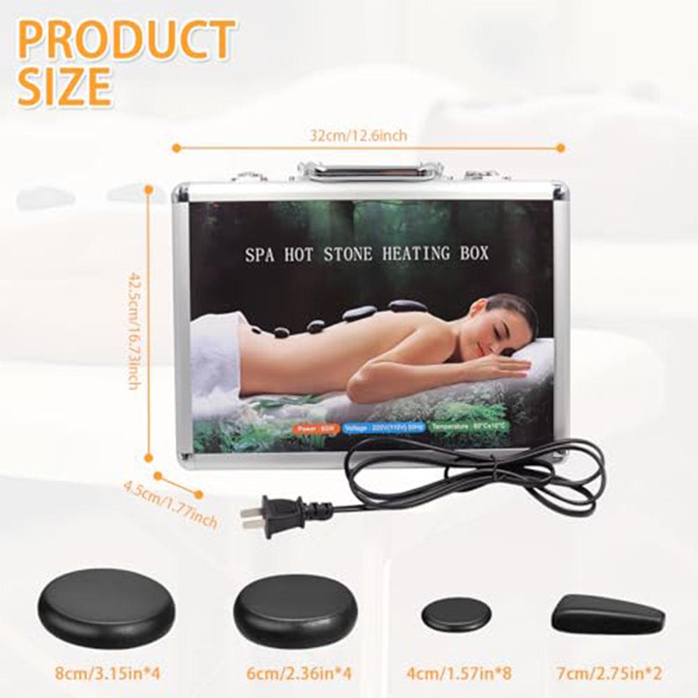 

Набор для массажа горячими базальтовыми камнями, 18 шт., с нагревателем, портативный домашний спа-набор для расслабления и снятия мышечного напряжения, натуральные вулканические камни 18 Pc