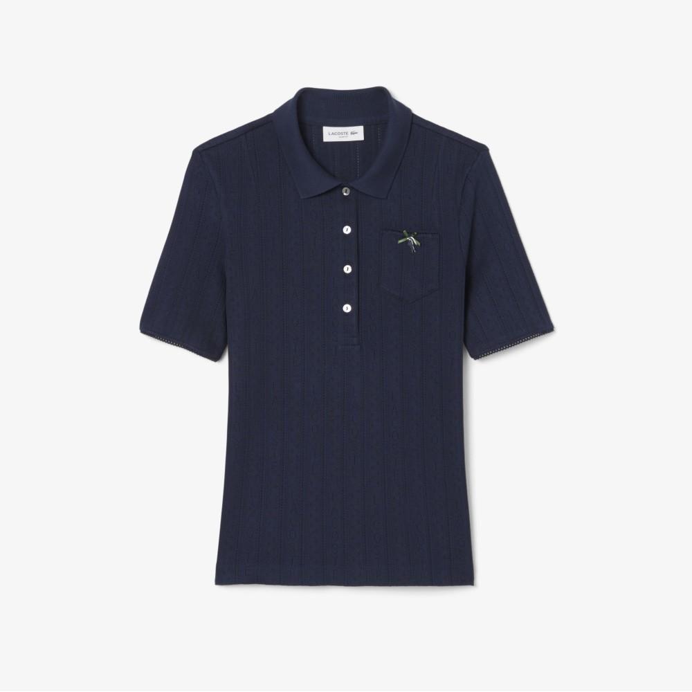 Lacoste Women's Pointelle Ribbon Croc Polo Shirt DF5296-56G166