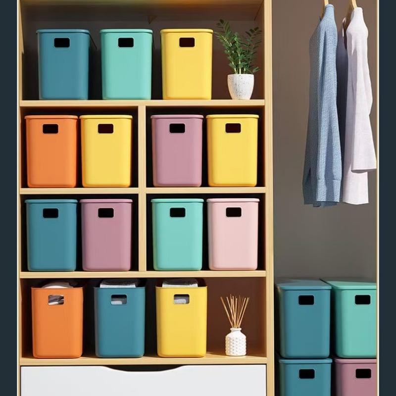 1Pc/Desktop Storage Box with Lid, Rectangular Plastic Storage Organizer, Household Miscellaneous Storage Basket