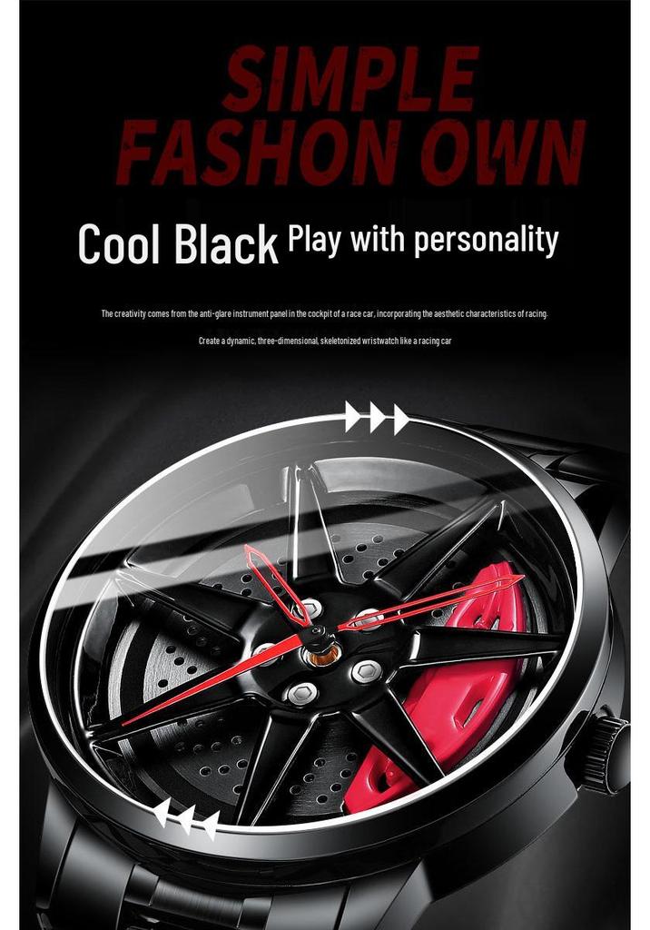 SVJ GT500 Men's 3D Skeleton Dial Wheel Watch