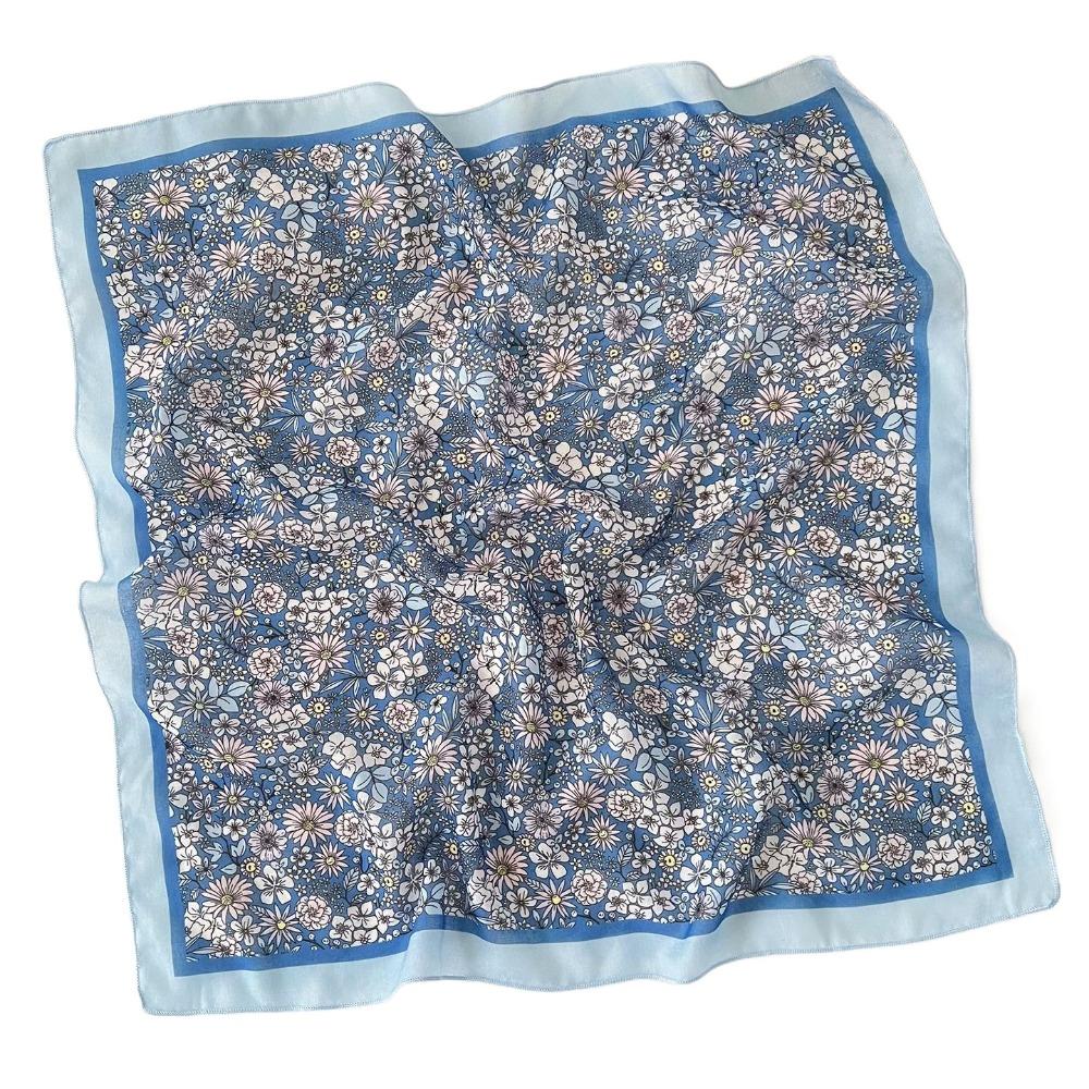 Flower Printed Silk Scarf Square Scarf Hair Band All-match Floral Kerchief  Spring Summer