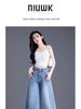 Women's Light Wash Wide-Leg Denim Pants - Spring/Summer 2026, Nine-Tenths Length, Loose Fit