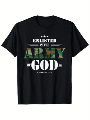 Men'S Christian Bible Verse T-Shirt - God'S Army Design with Camouflage Print & 1 Timothy 2 4-5 Scri