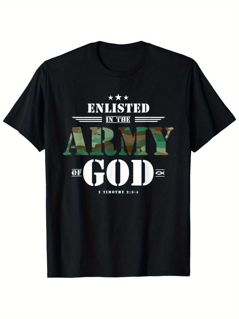Men'S Christian Bible Verse T-Shirt - God'S Army Design with Camouflage Print & 1 Timothy 2 4-5 Scri
