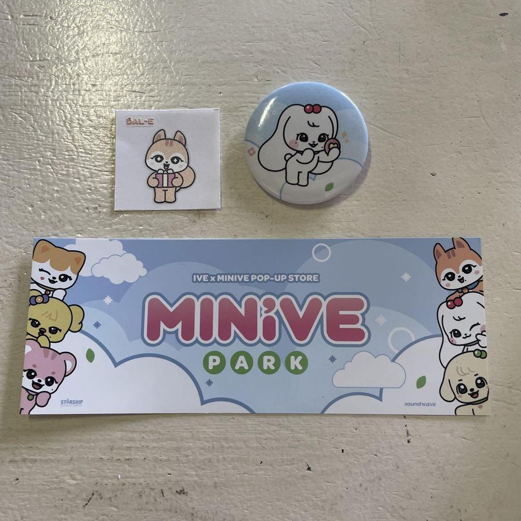 [USED] IVE MINiVE ballpoint pen set of 3 with bonus badge sticker