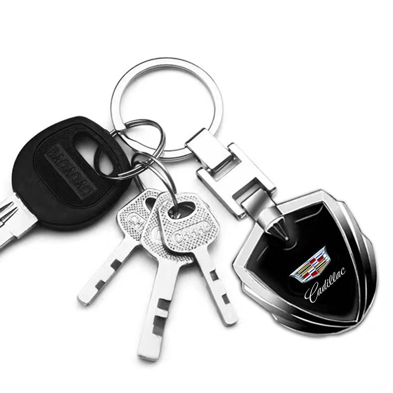 1PCS 3D Metal Car Logo Key Rings Keyring Logo Stying Shield Shaped Keychain For Cadillac XT5 XTS CTS BLS SLS DTS SRX Escalade Tiburon Deville