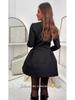 2025 Autumn High Neck Long Sleeve Black Short Dress for Women