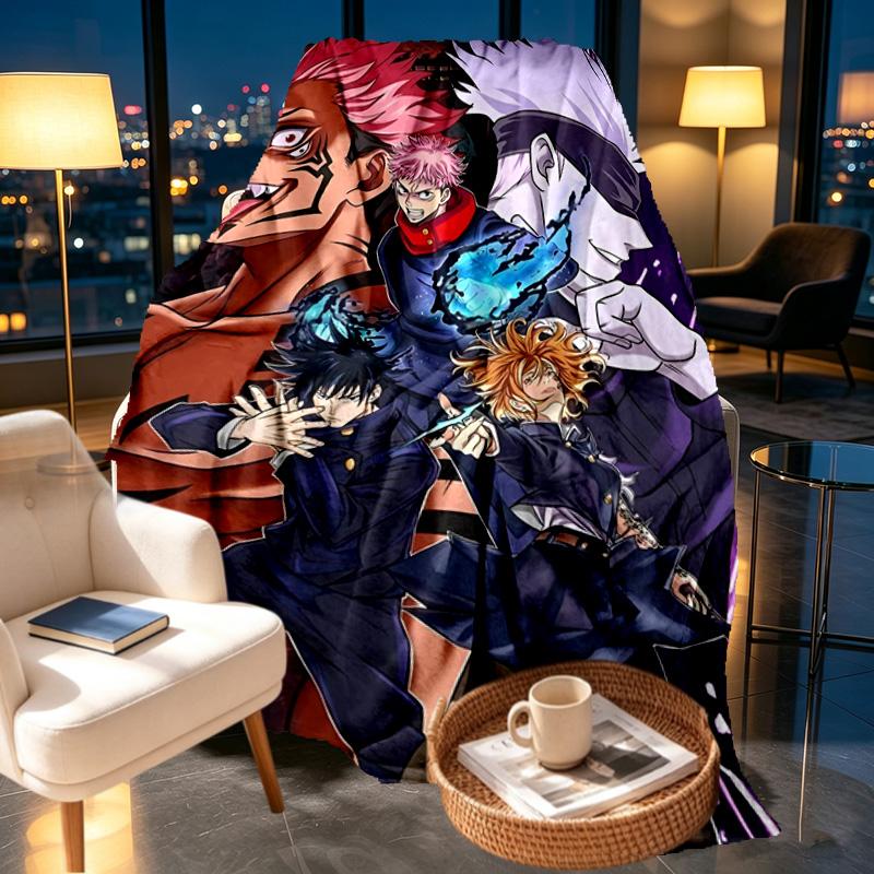 Jujutsu Kaisen Print Blanket - Soft & Comfortable, for Bedroom, Travel, Sofa, Home Decoration - Birthday Christmas Gift for Friend