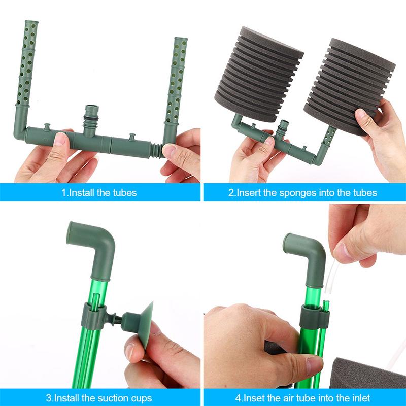 Double Head Sponge Filter for Fish Tank Cleaning Purifying Water Quality Pneumatic Filter Silent Aquarium Supplies Accessories
