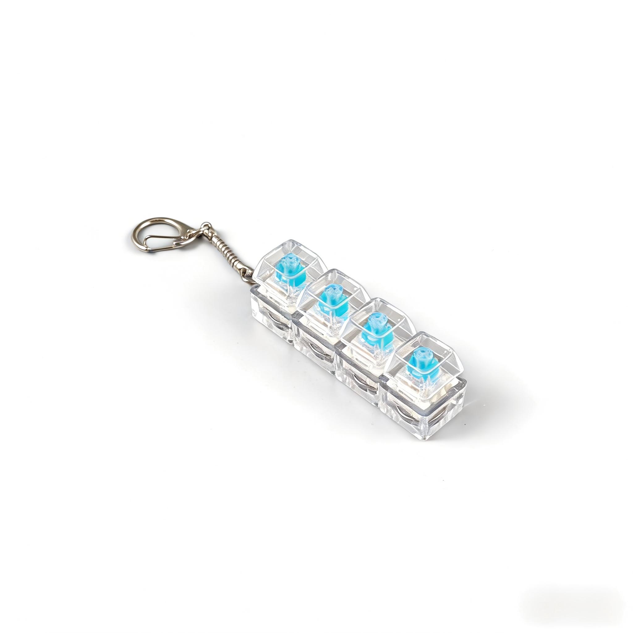 

LED4 Key Keyboard Keychain Fidget Press Transparent Colored Stress Relieving Toy EDC Small Tool for Adults And Children