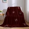 Burgundy Bow Flannel Blanket Warm Soft Halloween Christmas Couch Warm Cozy Decorative Decor Gift for All Season
