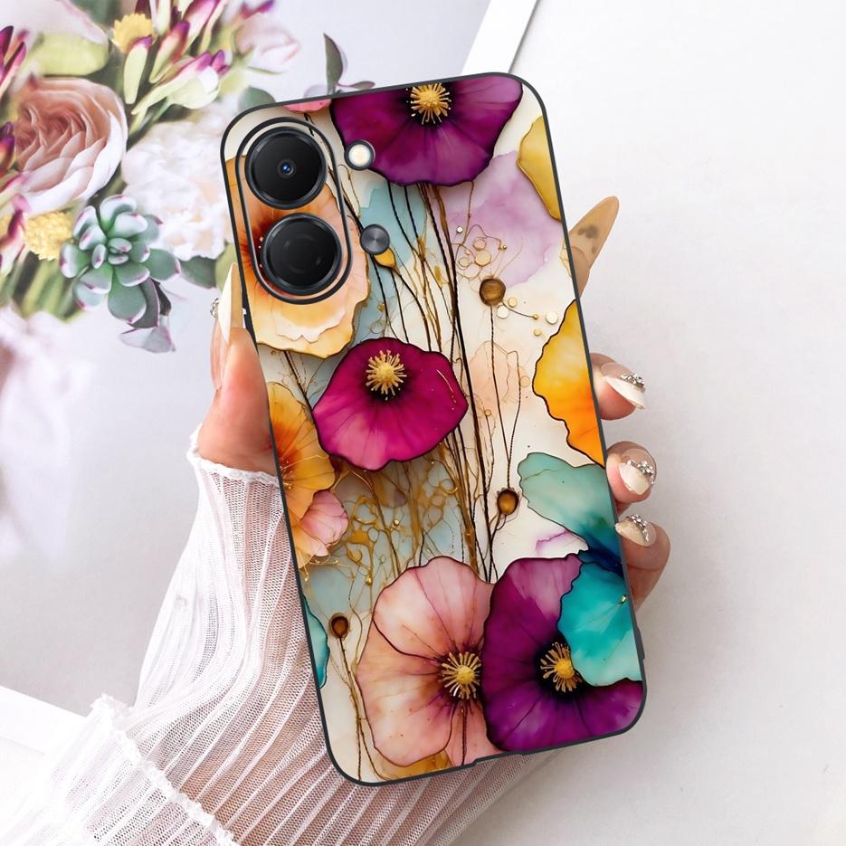 For Tecno Spark GO 3 5G Case KN3 Colorful Flowers Luxury Painted Cover Soft TPU Phone Case For Tecno Spark GO 3 SparkGo 3 Fundas