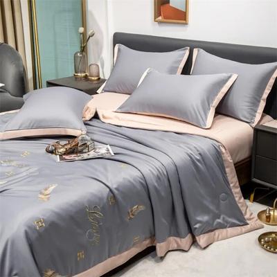 Summer Cool Quilt Cearșaf de pat Față de pernă Set 4 buc. Textile de casă Lejă de lux Broderie de lux Pătură subțire de confort Set de lenjerie de pat King Size