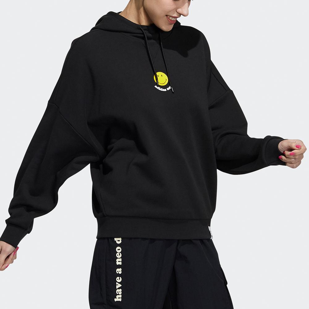 Adidas Neo X Smiley Collaboration Womens Csmly Sweatshirt With Smiley Logo Print Women Sweatshirt Black HE7951